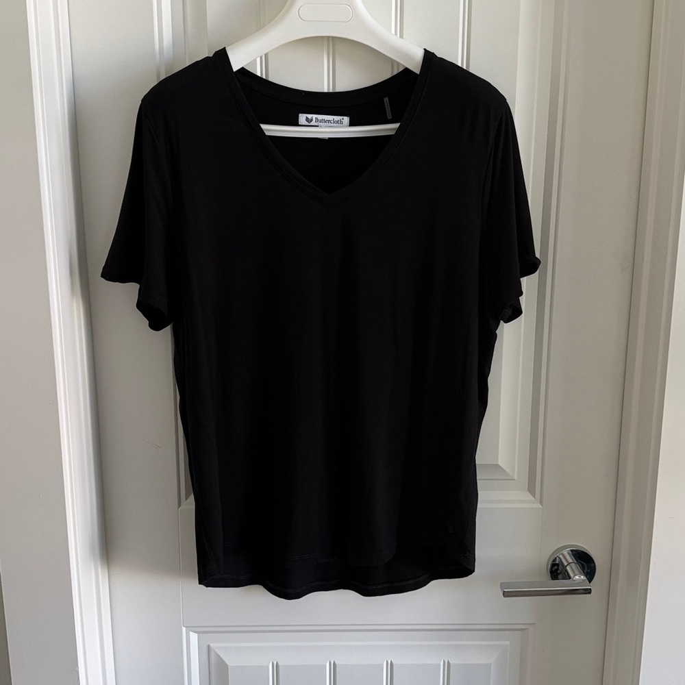 Buttercloth Black V-Neck T-Shirt